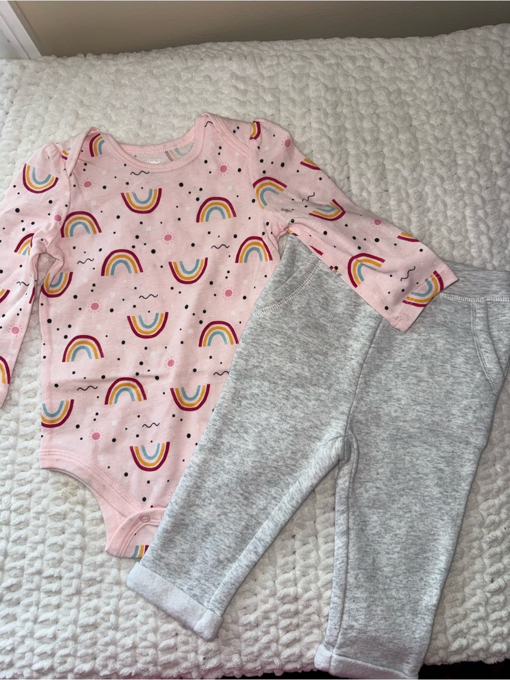 Pink Rainbow Print One-Piece Bodysuit for Kids